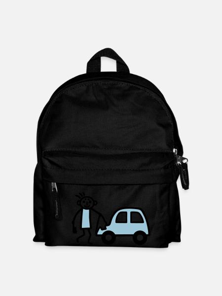 Strichmännchen Autowäsche - V2 - Kinder Rucksack - Schwarz