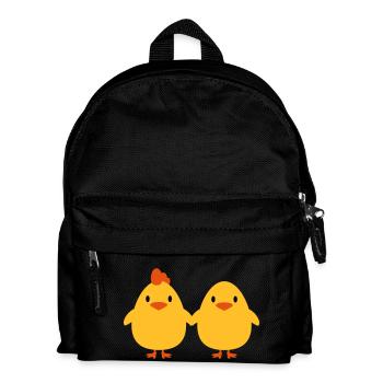 Küken Liebespaar Hahn und Henne - Kinder Rucksack - Schwarz - Vorne