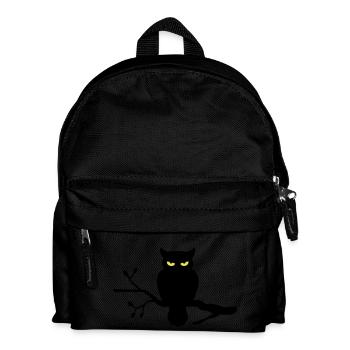 Eule auf Ast - Kinder Rucksack - Schwarz - Vorne