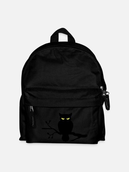 Eule auf Ast - Kinder Rucksack - Schwarz