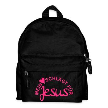 MEIN HERZ SCHLÄGT FÜR JESUS - Kinder Rucksack - Schwarz - Vorne