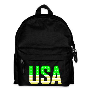 USA green yellow - Kids' Backpack - black - Front