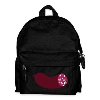 halbe Wurst dreifarbig mit Weiß - Kinder Rucksack - Schwarz - Vorne