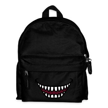 Hässlicher grinsender lachender Monster Mund - Kinder Rucksack - Schwarz - Vorne