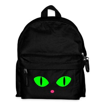Grüne Katzenaugen - Kinder Rucksack - Schwarz - Vorne