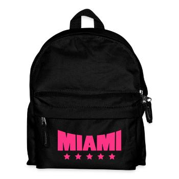 Miami USA Palmen Strand Sonne Amerika Florida Logo - Kinder Rucksack - Schwarz - Vorne