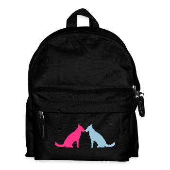 2 Dogs Love Heart Team Sitting Two Friends Couple - Kids' Backpack - black - Front