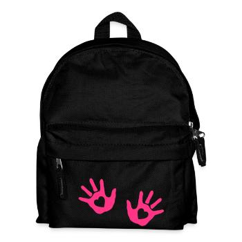 baby - hands - handprint - heart - Kids' Backpack - black - Front