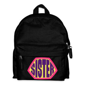 Heldin Sister große beste Schwester Motiv - Kinder Rucksack - Schwarz - Vorne