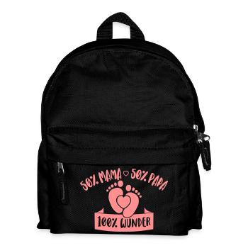50% Mama 50% Papa 100% Wunder - Baby - Geburt - Kinder Rucksack - Schwarz - Vorne