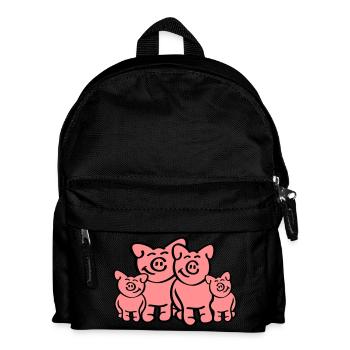 Pig Family - Kinder Rucksack - Schwarz - Vorne