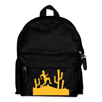 Kakteen Wüste Mann Rennt Schnell Lustig Laufen Fun - Kinder Rucksack - Schwarz - Vorne