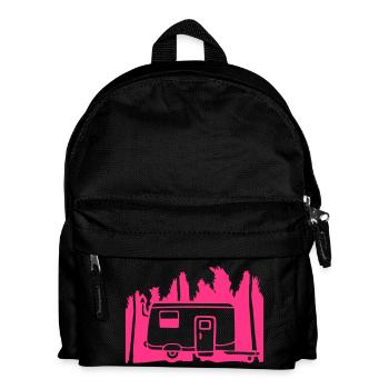 Wohnwagen Palmen Erholung Urlaub Outdoor Camper - Kinder Rucksack - Schwarz - Vorne