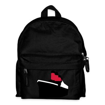 Ocean liner vector - Kids' Backpack - black - Front