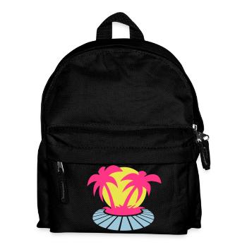 2 Palmen Insel Baum Strand Urlaub Kokosnuss Meer - Kinder Rucksack - Schwarz - Vorne