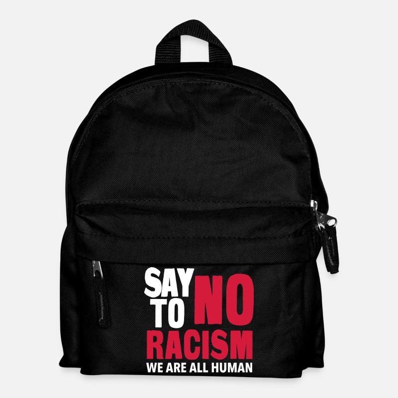 Say No To Racism - We are all Human - Kinder Rucksack - Schwarz