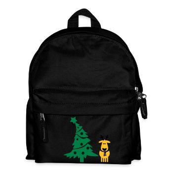 Rentier & Weihnachtsbaum - Kinder Rucksack - Schwarz - Vorne