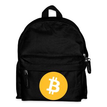 Kleidung und Accessoires mit kleinem Bitcoin-Logo - Kinder Rucksack - Schwarz - Vorne