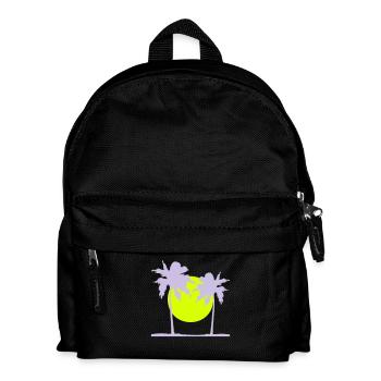 Two Palm Trees Island Sun Sunset Round Pink - Kids' Backpack - black - Front