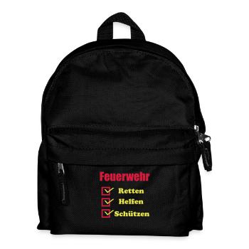 Feuerwehr Retten Helfen Schützen - Kinder Rucksack - Schwarz - Vorne