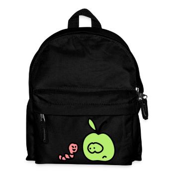 Apfel + Wurm 3 - Kinder Rucksack - Schwarz - Vorne