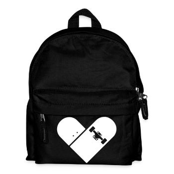 Minimal Skateboard - Heart Logo Design / Icon - Kids' Backpack - black - Front