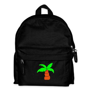 Palme Insel Baum Strand Urlaub Kokosnuss Meer Cool - Kinder Rucksack - Schwarz - Vorne