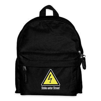 Vorsicht: Stehe unter Strom! - Kinder Rucksack - Schwarz - Vorne