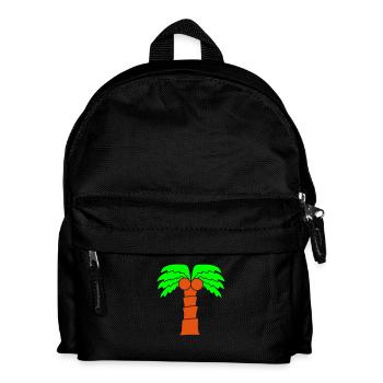 Palme Insel Baum Strand Urlaub Kokosnuss Meer Cool - Kinder Rucksack - Schwarz - Vorne