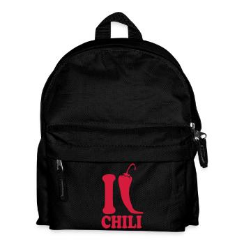 I Love Chili Chilli Peperoni Logo - Kinder Rucksack - Schwarz - Vorne