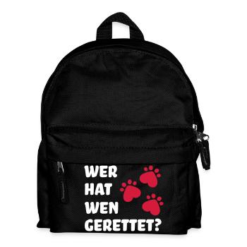 Tierschutz Hund - Kinder Rucksack - Schwarz - Vorne