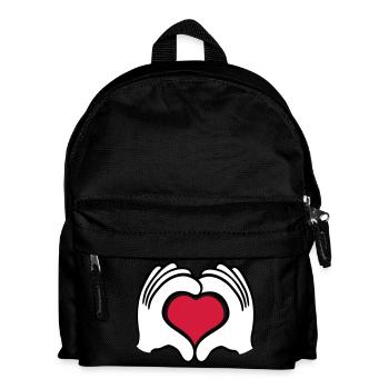 2 mains coeur coeur amour caractère preuve d'amour - Sac à dos Enfant - noir - Devant