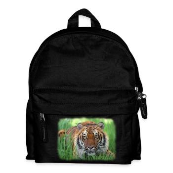 Tiger im Gras - Kinder Rucksack - Schwarz - Vorne