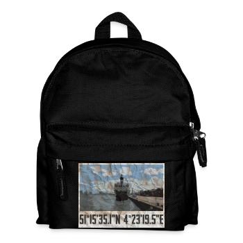 Antwerp port design with geocoordinates - Kids' Backpack - black - Front