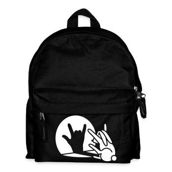 Funny rabbit shadow hand ROCK music HARD ROCK fan - Kids' Backpack - black - Front