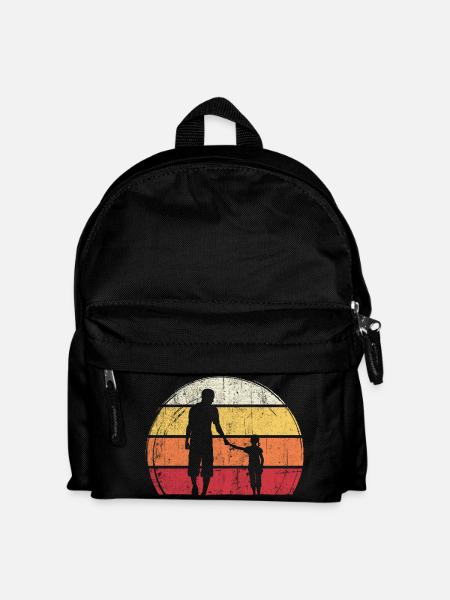 Sunset Silhouette: Vater und Kind - Kinder Rucksack - Schwarz
