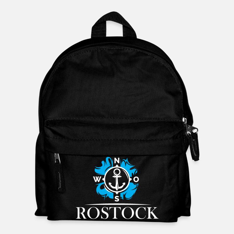 rostock see anker kompass symbol Logo illustration - Kinder Rucksack - Schwarz
