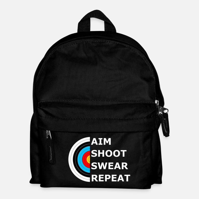 Aim Shoot Swear Repeat - Archery Target - Kids' Backpack - black