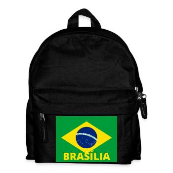 Brasília Stadt in brasilianischer Flagge - Kinder Rucksack - Schwarz - Vorne