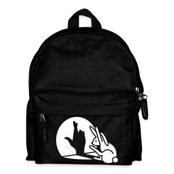 Lustige Kaninchen Hand Schatten Gekreuzte Finger - Kinder Rucksack - Schwarz - Vorne