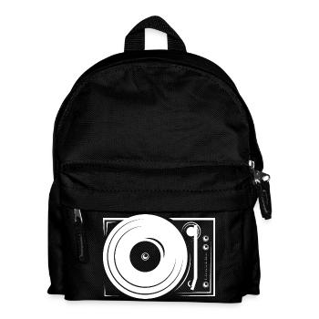 turntable platten DJ music hip hop icon Symbol - Kinder Rucksack - Schwarz - Vorne