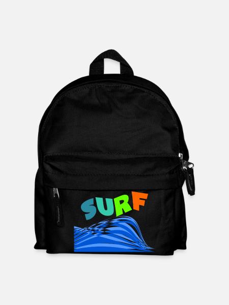 SURFEN. WELLENREITER. WELLENREITER. SPORT. FEIERTAG. REISE. - Kinder Rucksack - Schwarz