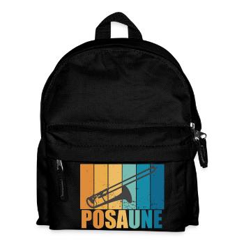 Posaune Vintage Musiker Instrument Geschenk - Kinder Rucksack - Schwarz - Vorne