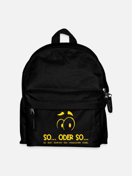So...Oder So: Hässlicher Vogel - Gelb - Kinder Rucksack - Schwarz