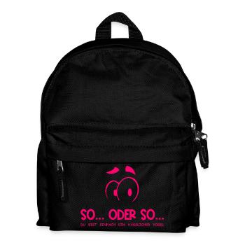 So...Oder So: Hässlicher Vogel - Neonpink - Kinder Rucksack - Schwarz - Vorne