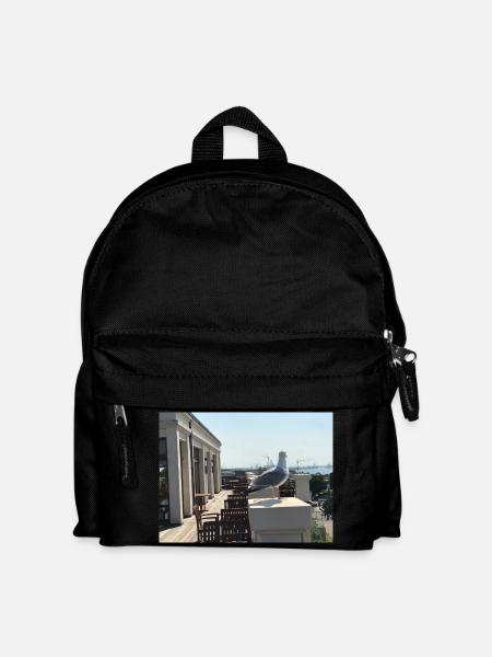 Möwenblick am Hafen Dachterrasse - Kinder Rucksack - Schwarz