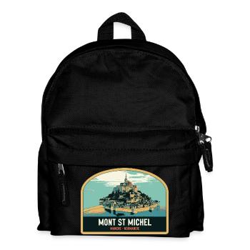 Panoramic illustration of Mont Saint Michel - Kids' Backpack - black - Front