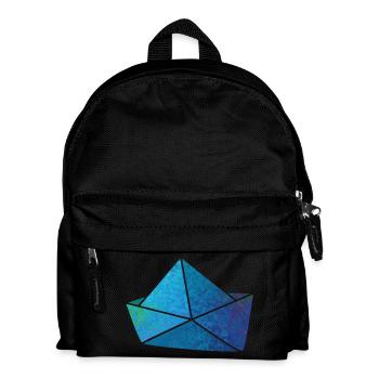 Papierboot Meeresgrund Boot Schiff Meer Kinder - Kinder Rucksack - Schwarz - Vorne