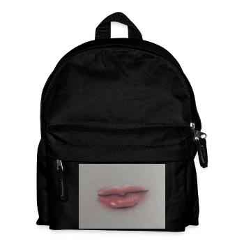 Expressive Lippenkunst auf Graufolie - Kinder Rucksack - Schwarz - Vorne