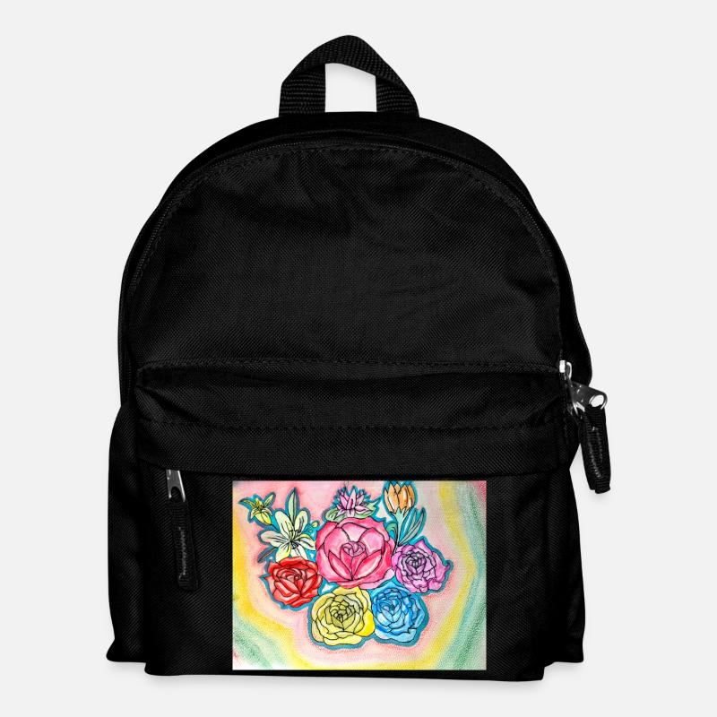 Flowers - Kinder Rucksack - Schwarz